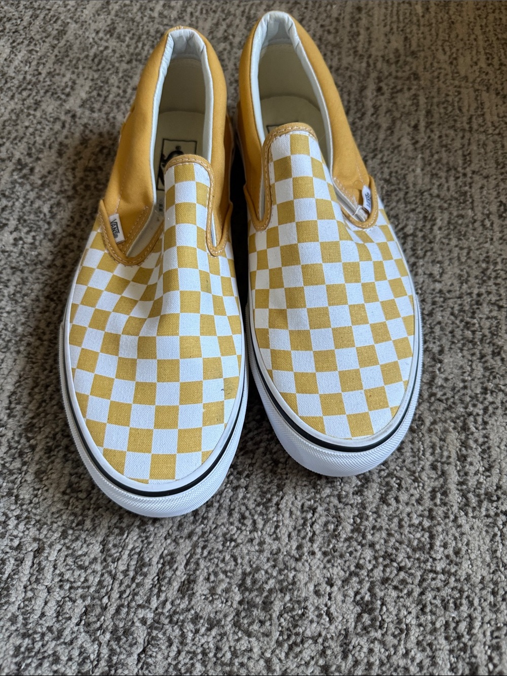 New Men’s Vans Yellow and White Checkerboard Slip-On Sneakers size 10.5